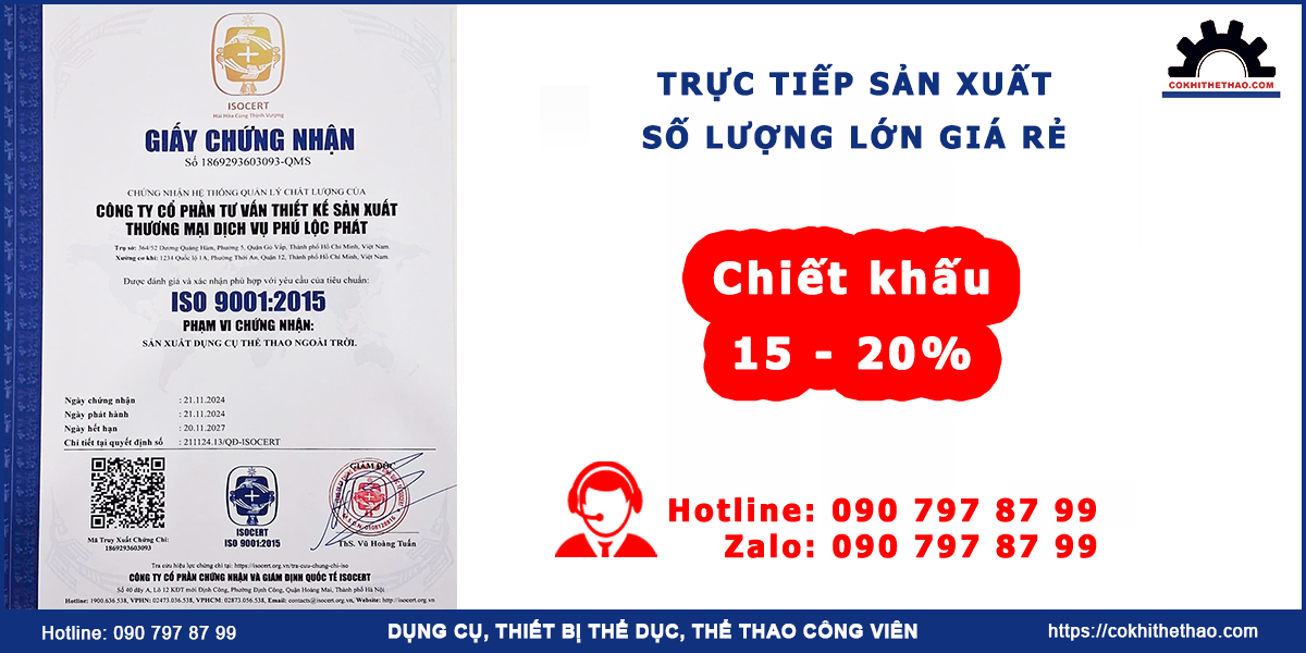 chứng nhận iso dụng cụ thể thao công viên